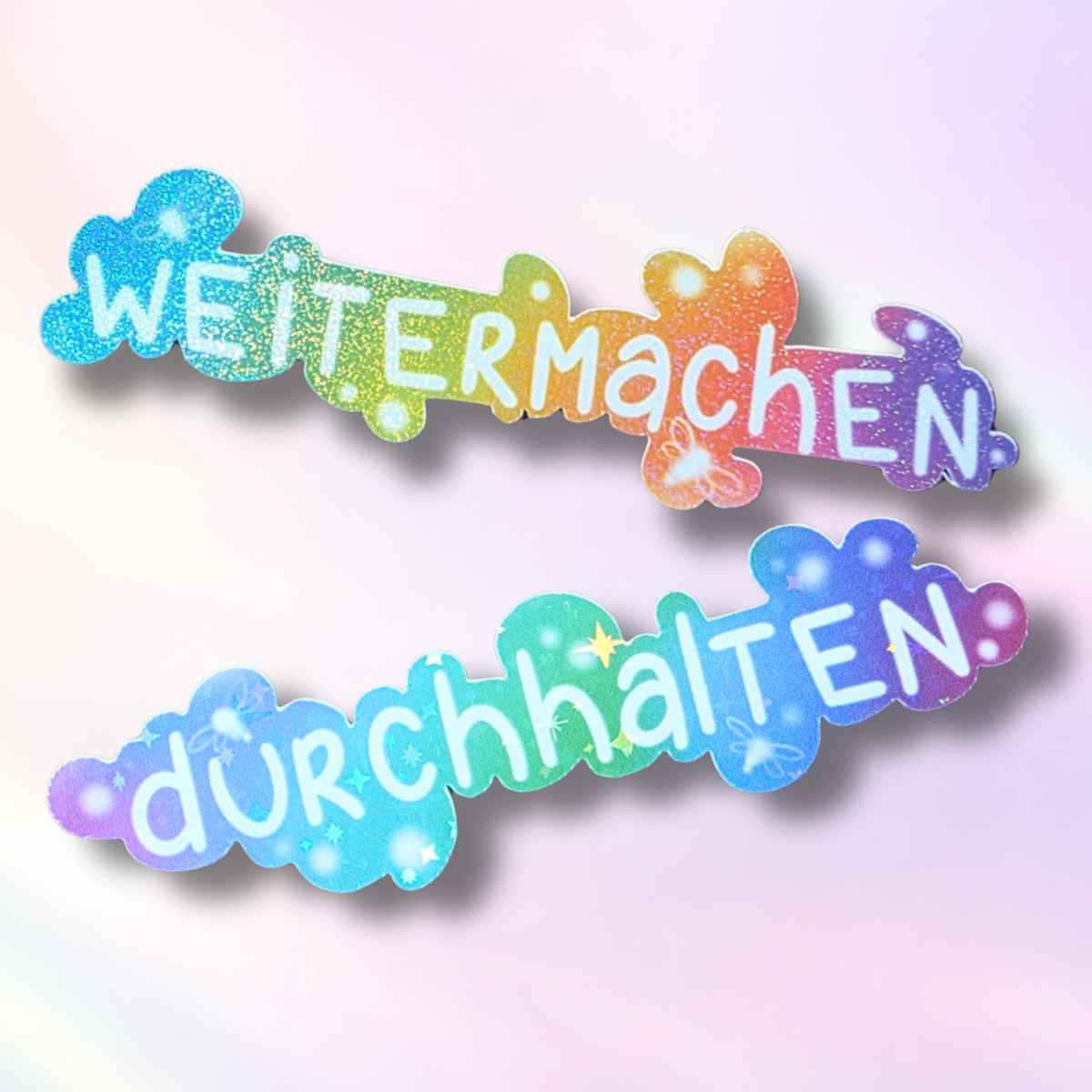 Holo-Sticker-Doppel "durchhalten&weitermachen"