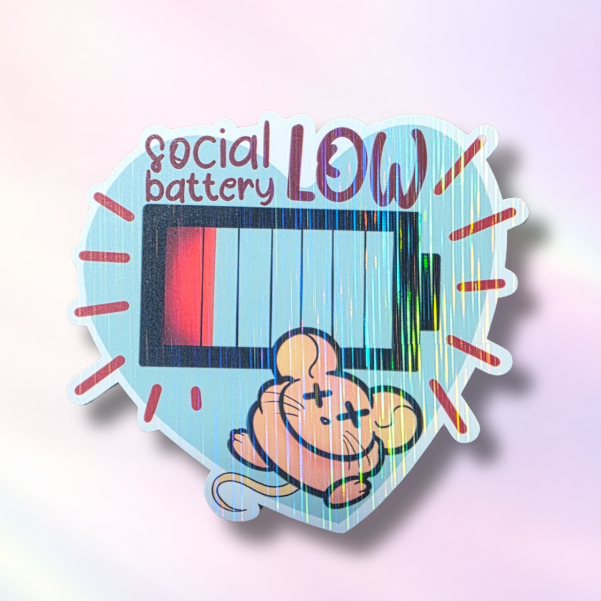 Holo-Sticker "SocialBatteryLow"