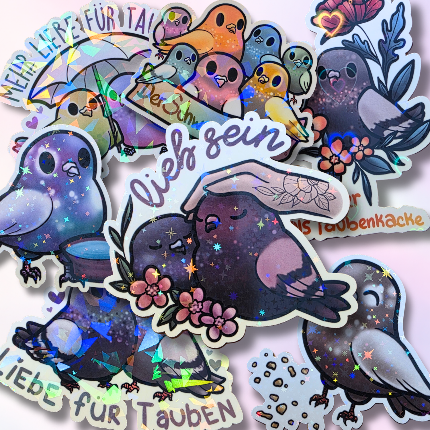 Holo-Sticker-Bundle "Taubenliebe"
