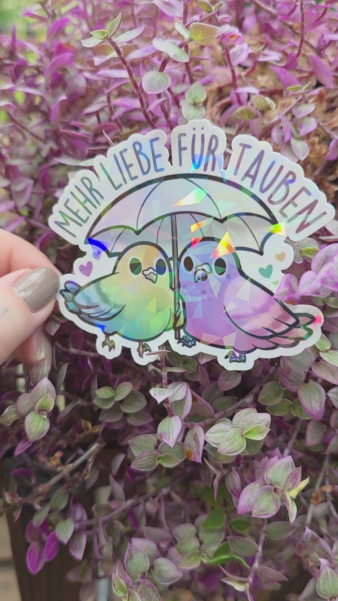 Holo-Sticker "MehrLiebeFürTauben"