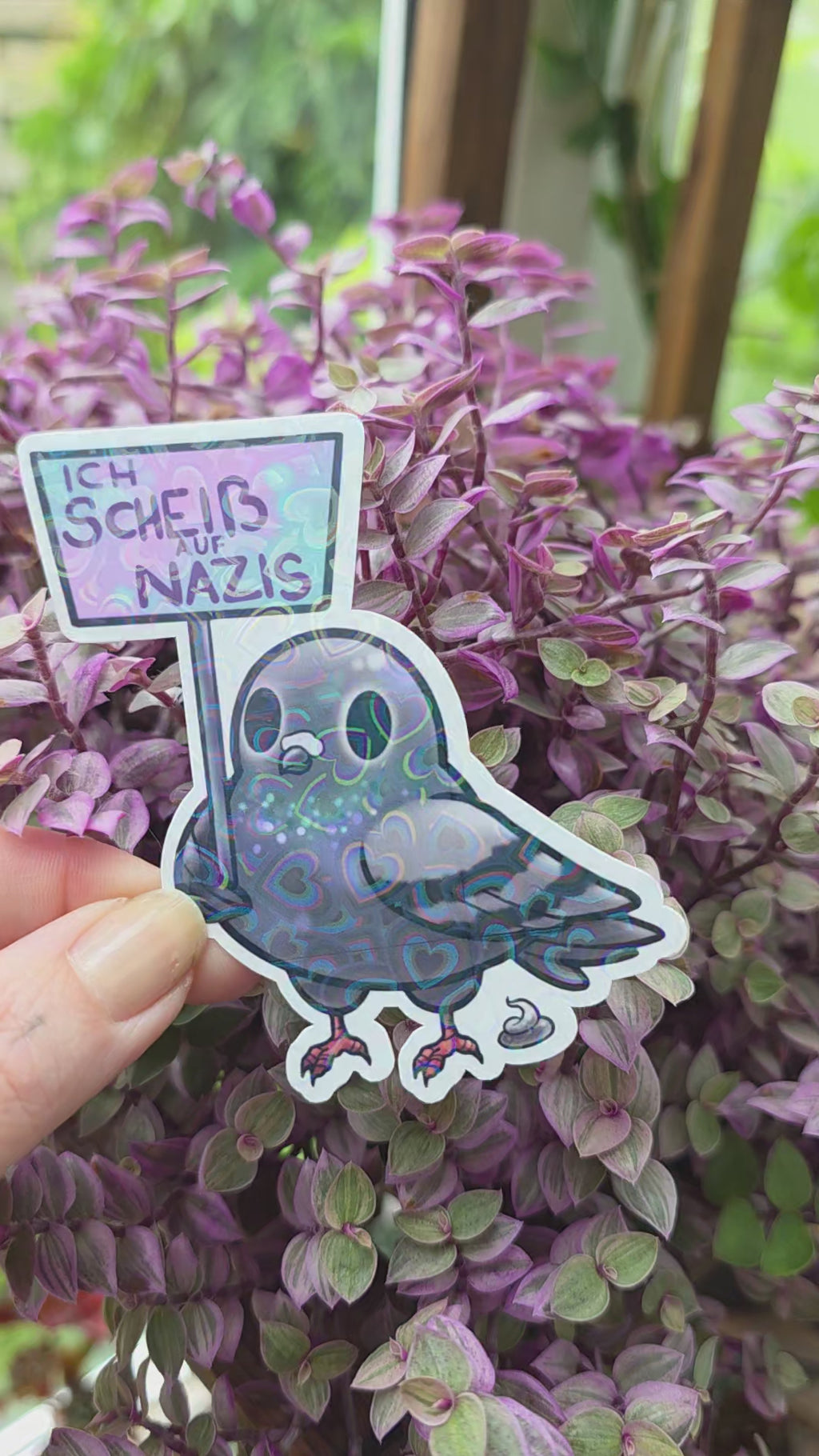 Holo-Sticker "IchScheißAufNazis-Taube"