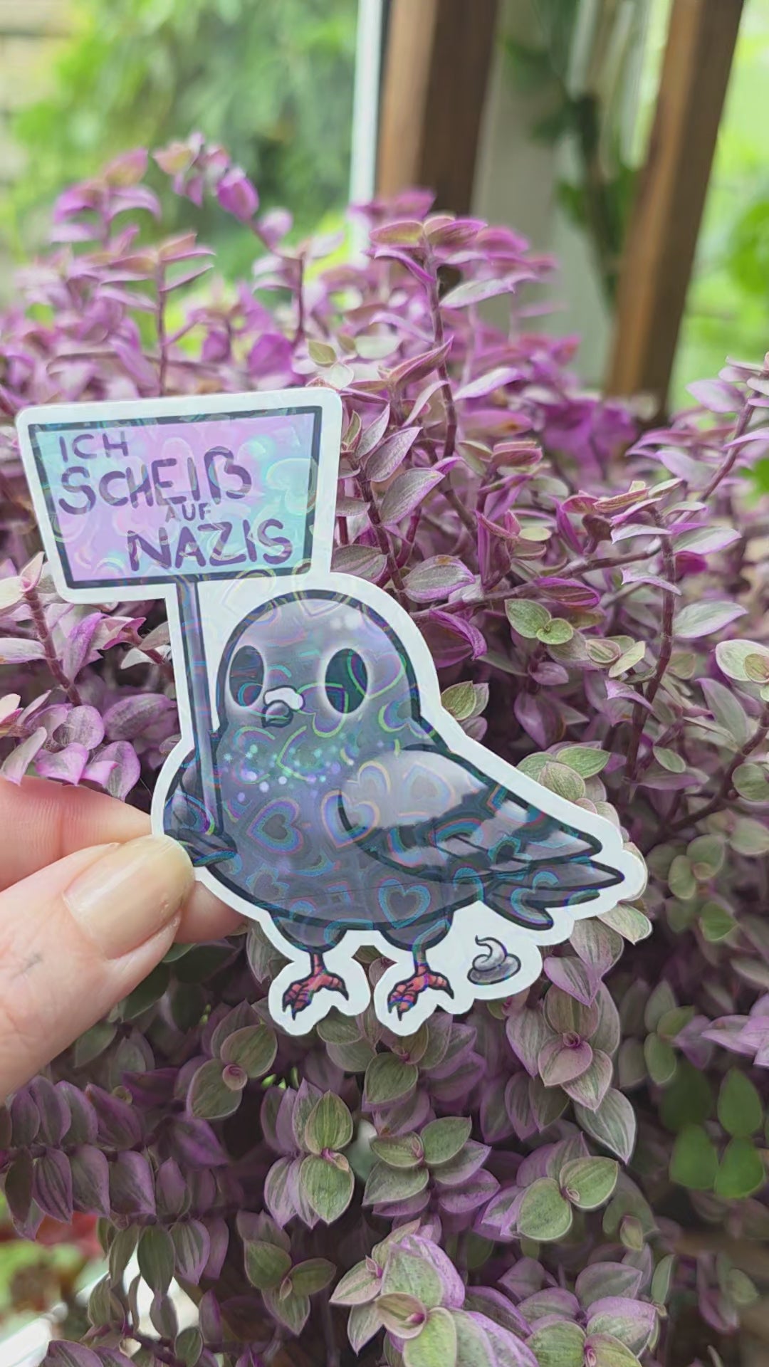 Holo-Sticker "IchScheißAufNazis-Taube"